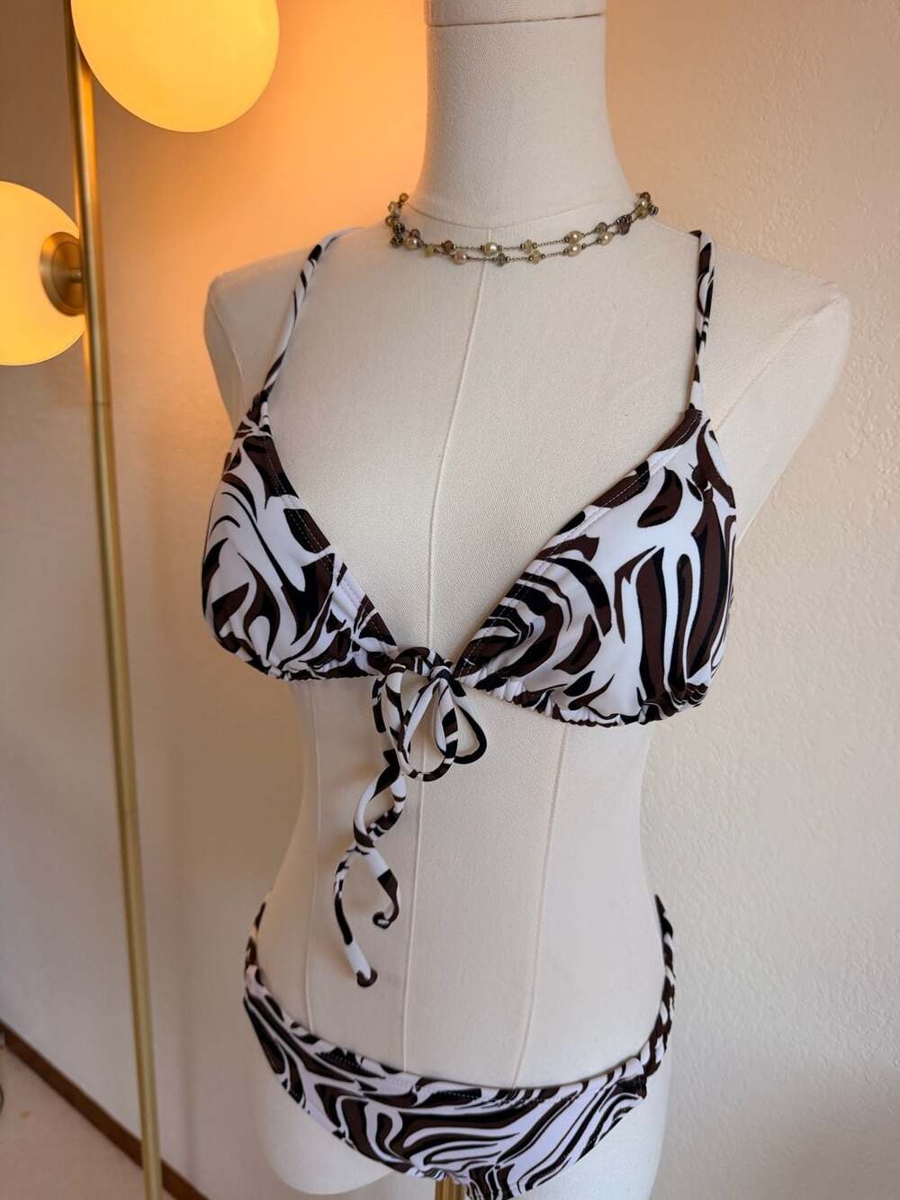 Reef Zebra Print Braided Detail Two-Piece Bikini Set